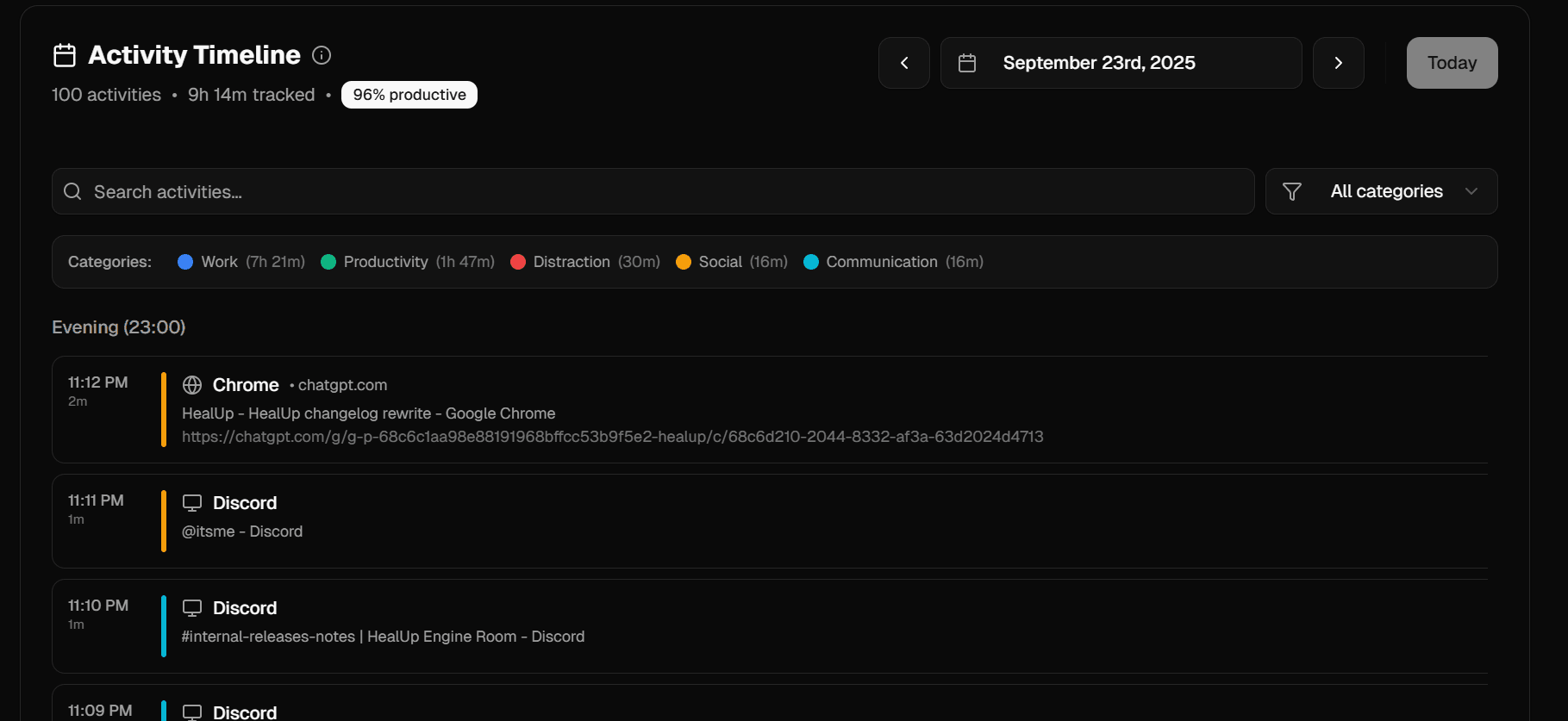 Activity Timeline